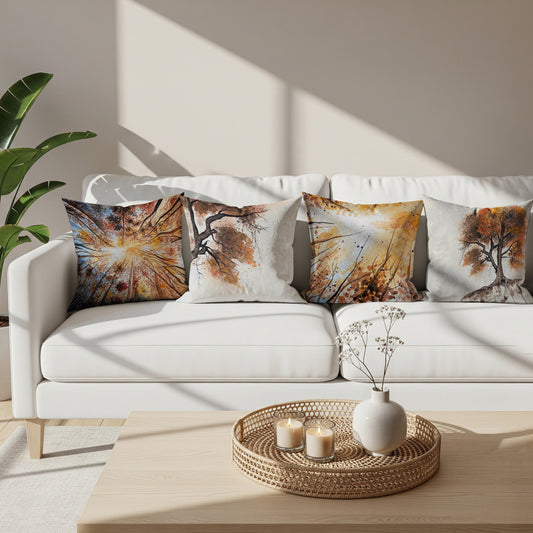 The Golden Leaves Art Cushion